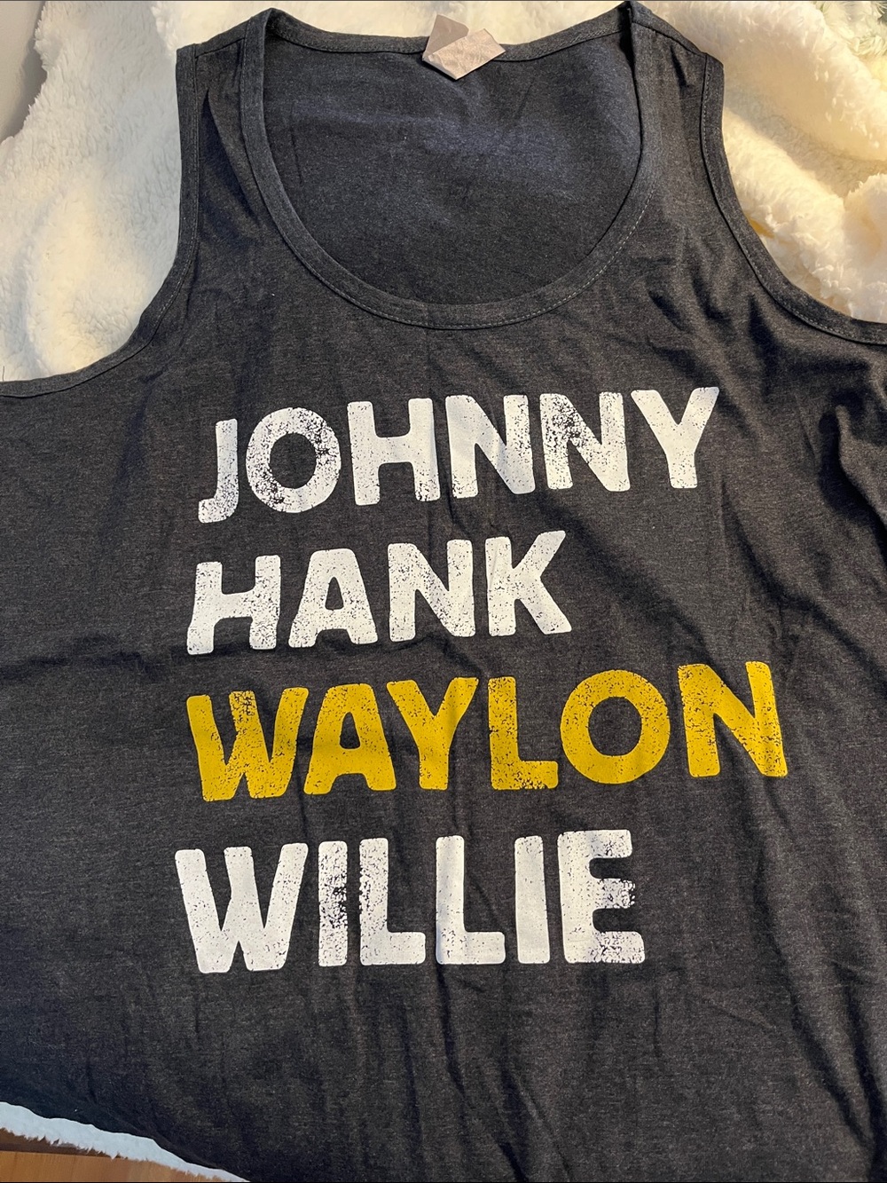 Black Graphic Muscle Tee with White & Yellow Lettering